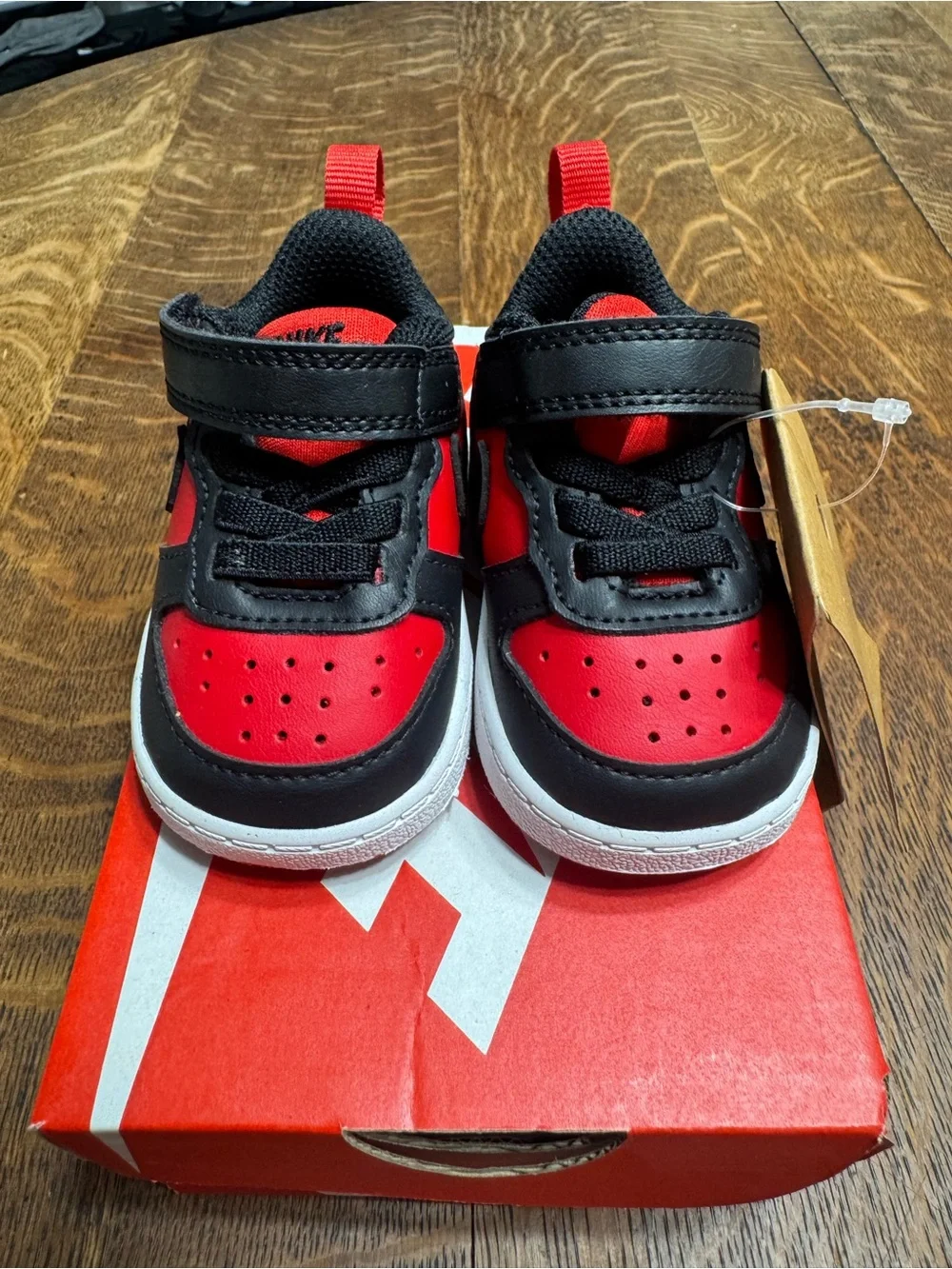 Nike Kids Red and Black Velcro Sneakers